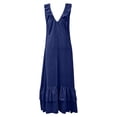 thumbnail image 4 of Ovbmpzd Blue Summer Dresses for Women 2026 Shift Maxi Ruffle Elegant Dresses Sleeveless V-Neck Casual Dresses Womens Dresses,XL, 4 of 6