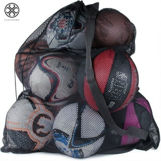 Athletic Works Mesh Sports Ball Bag Drawstring Shoulder Strap, Black, Unisex