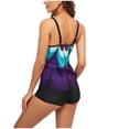 thumbnail image 6 of CALAFEBILA Pretty Women One-Piece Swimwear Water Skiing Multicolor Gradient Suspenders Boxer PantsSplit Halter Resort Printed Summer Mother's Day Swimsuit, 6 of 6