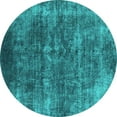 thumbnail image 1 of Ahgly Company Machine Washable Indoor Round Oriental Turquoise Blue Industrial Area Rugs, 5' Round, 1 of 4