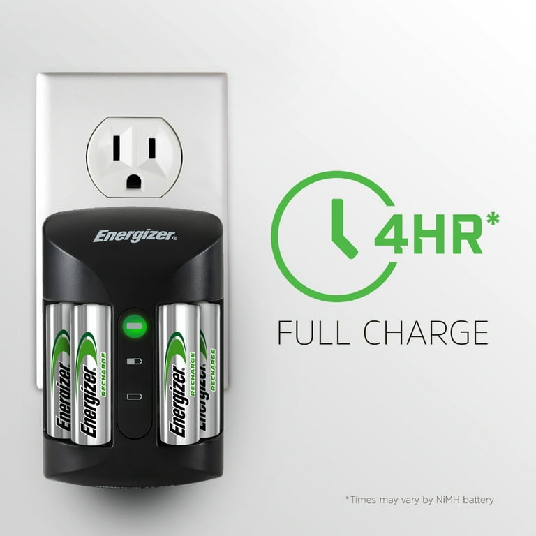 Energizer Rechargeable AA and AAA Battery Charger with 4 AA NiMH Rechargeable Batteries - Walmart.com
