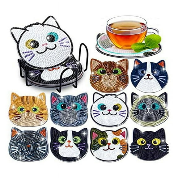 10 Pieces DiamondPainting Coaster Set - for Kids and AdultsDiamond Dots, Adults Beginner Supplies Gifts