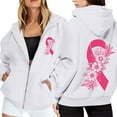thumbnail image 2 of Womens Jacket Women's Zip Up Hoodie Pullover Cancer Awareness Month Long Sleeve Pocket Drawstring Casual Hooded Sweatshirt Womens Winter Coats White M, 2 of 6