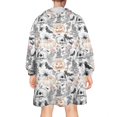 thumbnail image 2 of Wearable Oversized Blanket,White Halloween Skull Pumpkin Pattern Wearable Blanket Hoodie for Adults,Cozy Hooded Blankets with Super Pockets,Super Warm Fuzzy Pullover for Women & Men, 2 of 6
