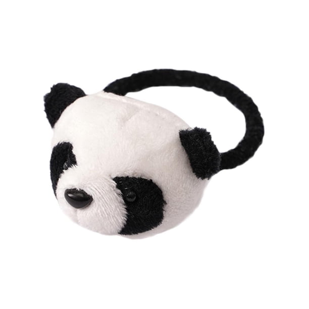 LUVCLS Serie Panda 3D Anillos de pelo de peluche de panda suave Muñeca de pelo para niñas Oso Niños