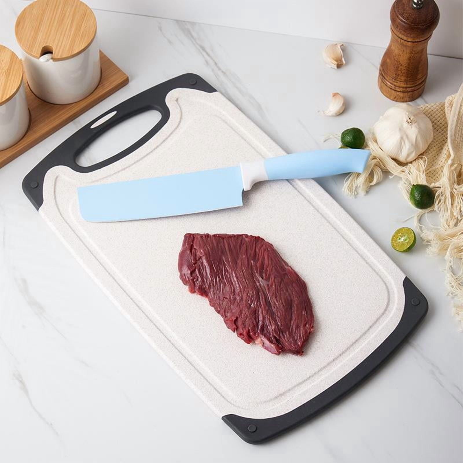 Wheat Straw Cutting Board, 2-Sided Non-Slip Plastic Chopping Board with Juice Groove, Kitchen Cutting Mat for Meat & Veggies