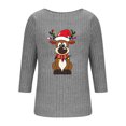 thumbnail image 4 of qucoqpe Women's Christmas Tree Tops Soft Ribbed Pullover Top, Casual Round Neck 3/4 Sleeve Sweaters for Women, 4 of 6