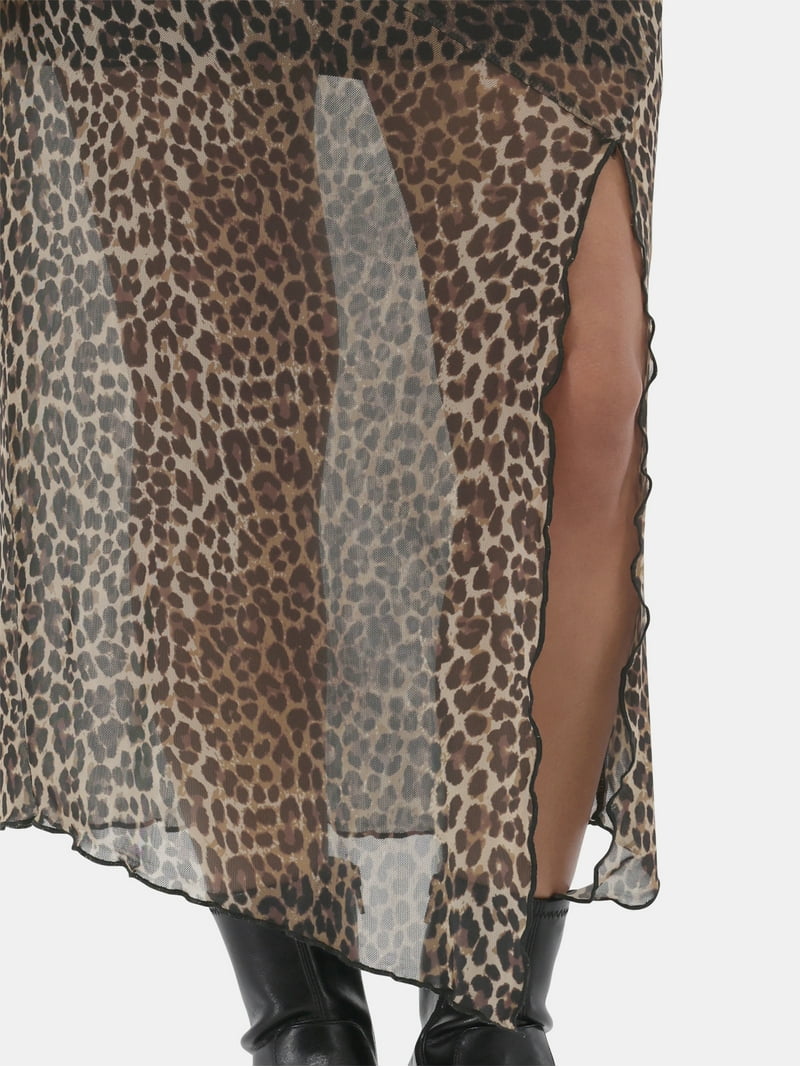 No Boundaries Women's Sleeveless Animal Print Mesh Dress with Sweetheart  Neckline - Walmart.com