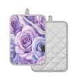 thumbnail image 2 of Two Pieces Of Square Heat Insulation Pad Oven Mitts 7x9.8 Inch Oven Microwave Kitchen Cooking Baking Purple Roses Seamless, 2 of 7