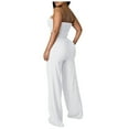 thumbnail image 5 of 2 Piece Set for Women Wide Leg Pant with Sleeveless Strapless Tube Top Summer Casual 2PCS Outfits, 5 of 6