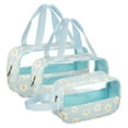 thumbnail image 1 of 3 Piezas de Bolsa de Maquillaje Duradera para Mujeres para Vacaciones, Camping y Actividades al Aire Libre, Cuero PU Azul PVC, 1 of 4
