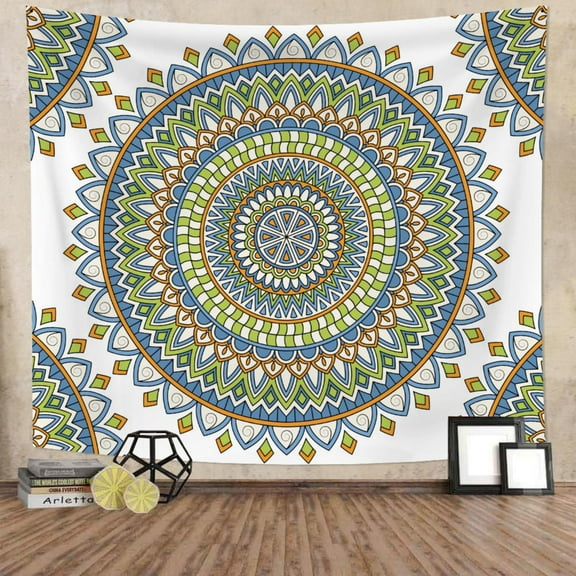 DaShan Green Mandala Tapestry Wall Hanging,Indian Hippie Wall Decor for Bedroom Living Room Dorm,80"Wx60"L