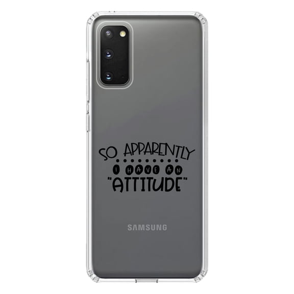 DistinctInk Clear Shockproof Hybrid Case for Galaxy S20 / S20 5G (6.2" Screen) - TPU Bumper Acrylic Back Tempered Glass Screen Protector - So Apparently I Have An Attitude - Black