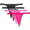 Smart and Sexy - Stretch Satin and Lace Thong Panties, 4-Pack