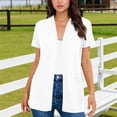 thumbnail image 4 of qolati Womens Short Sleeve Cardigan Spring Summer Fashion Top Casual Dressy Loose Lightweight Work Office Duster Cardigans with Pockets White XXL, 4 of 8