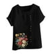 thumbnail image 4 of Vestidos Casuales Para Mujer, Blusas De Mujer De Moda Blusa informal de lino con cuello redondo, manga corta y botones para mujer, 4 of 4