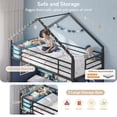 thumbnail image 5 of Triple Bunk Bed with Globe String Lights and Bookshelf for 3 Teens/Adults, Twin over Twin over Twin Metal Triple Bunk Bed Frame with Storage Bins & Safety Guardrails & Ladder, 3 Beds Bunk Beds, Black, 5 of 8