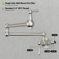 thumbnail image 6 of Wall Mount Brushed Nickel Kitchen Pot Filler Brass and Stainless Steel 360° Rotation Kitchen Stove Faucet, 6 of 8