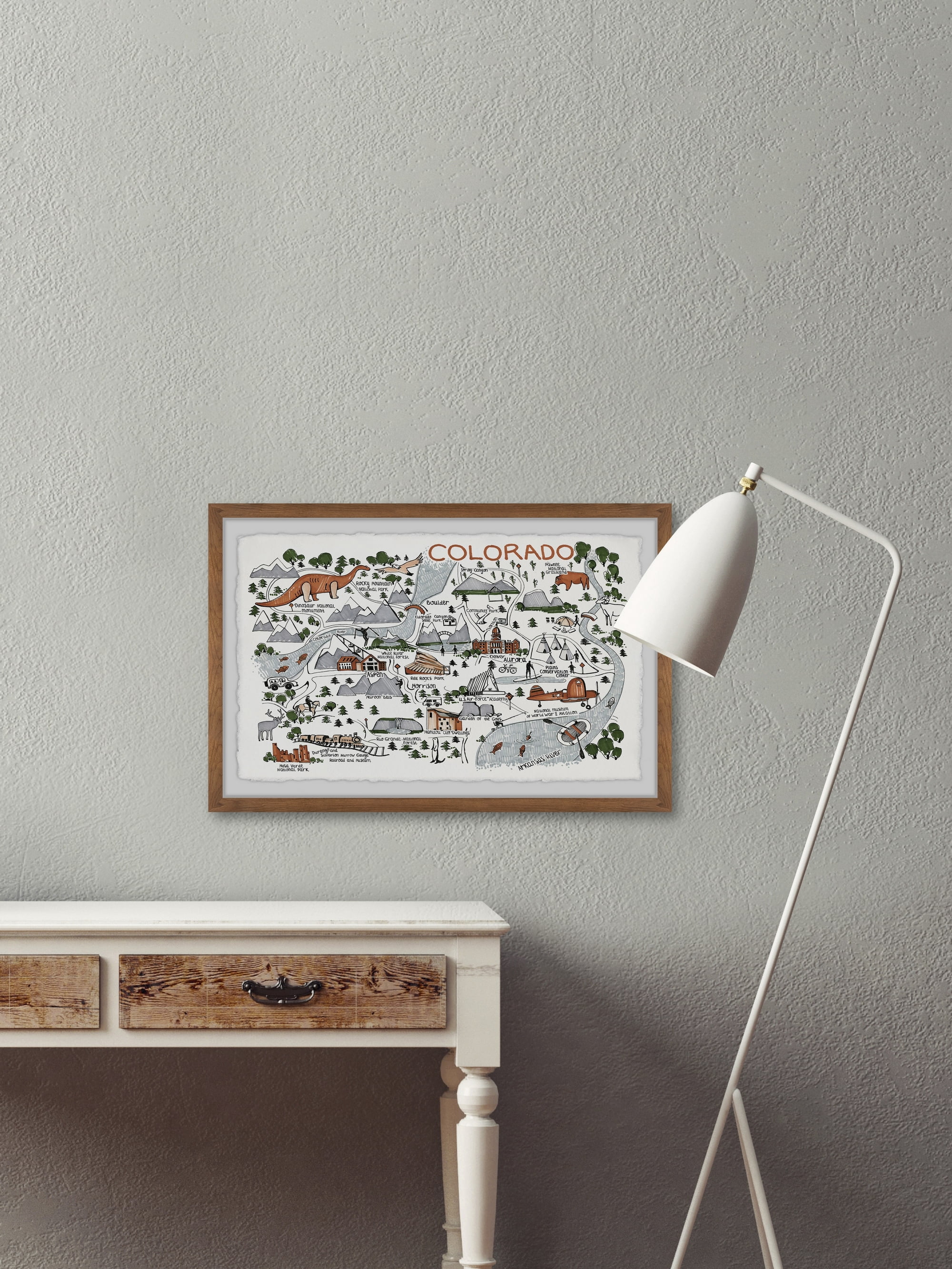 Marmont Hill Colorado Map Destinations IV Framed Wall Art, 16" x 24"