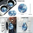 thumbnail image 5 of Yuyamidu Butterfly Car Seat Cover Full Set with Steering Wheel Cover Blue Marble Print Seat Belt Pad Cup Coasters Key Chain Fit Most Vehicles, 12 PCS, 5 of 6