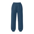 thumbnail image 5 of sdhkgrrt Women Plus Size Jogger Sweatpants Elastic Waist Casual Long Pants with Pockets Solid Active Lounge Travel Trousers Fall Fashion Outfits Winter Clothes, Navy M, 5 of 7
