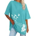 thumbnail image 4 of frariair ​Colorful Bloom Pattern Cotton T-Shirt With Relaxed Fit Design Perfect For Vacation Wear And Youthful Style Statements​ Light Blue, 4 of 5