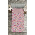 thumbnail image 3 of Ambesonne Cartoon Quilted Bedspread Set 2 Pcs, Kawaii Bunnies and Candy, Twin Size, Turquoise Mustard Pink, 3 of 3