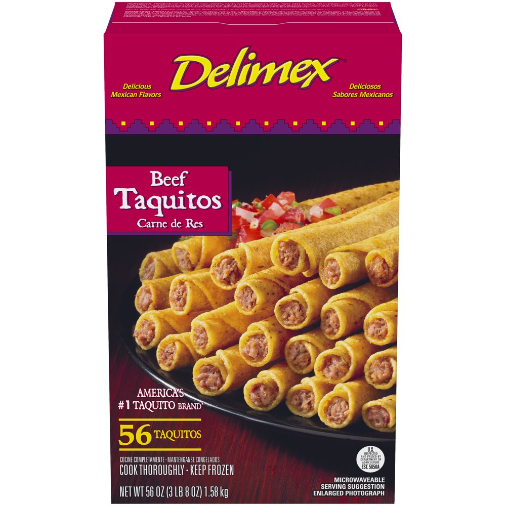 Delimex Beef Corn Taquitos, 56 ct Box