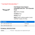 thumbnail image 2 of Front Bumper Cover Support - Compatible with 2016 - 2019 Chevy Cruze 2017 2018, 2 of 2