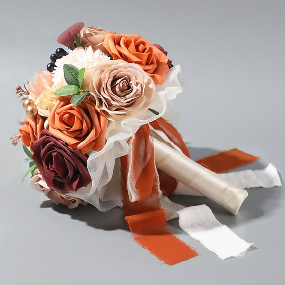 Royal Bridal Wedding Bouquet Round Holding Bouquet Throw Toss Artificial Rose Flower Bunch for Bride Bridesmaid Wedding Quinceanera