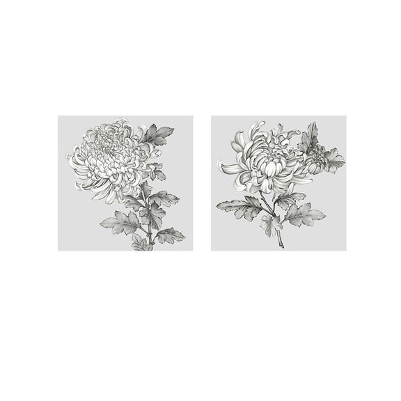 Great Art Now Grey Botanical by Eva Watts 2 Piece Print Art Set Each 12W x 12H