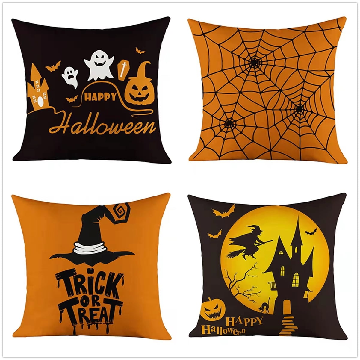 Halloween Throw Pillow Covers for Halloween Decor Linen Sofa Throw