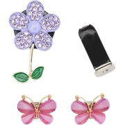 Bling Daisy Butterfly Car Air Fresheners Vent Clips, 3 Pcs Bling Flower Butterfly Car Air Fresheners Vent Clips Car Diffuser Vent Clip Car Decoration Cute Car Interior Decor for Women