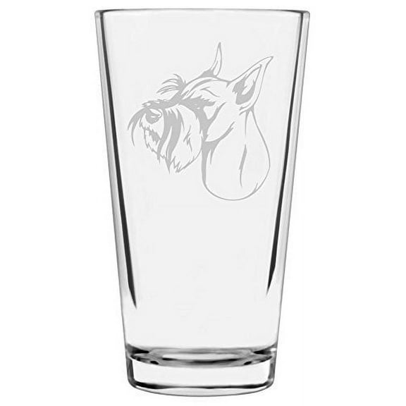 Standard Schnauzer Dog Themed Etched All Purpose 16oz Libbey Pint Glass
