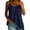 Navy, variant on JULMCOMO Cotton Linen Tank Tops for Women Scoop Neck Spaghetti Strap Casual Camisole Tops Asymmetrical Ruffle Hem Loose Summer Camisole Brown S