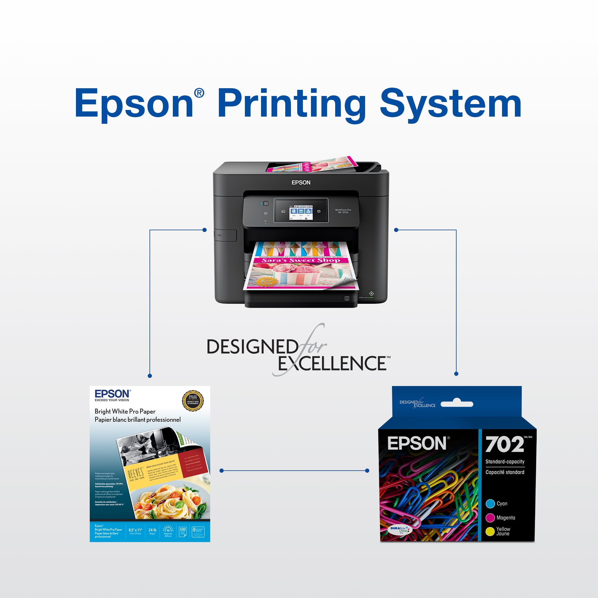 Epson 702 DURABrite Ultra Ink Combo Pack for WF-3720, WF