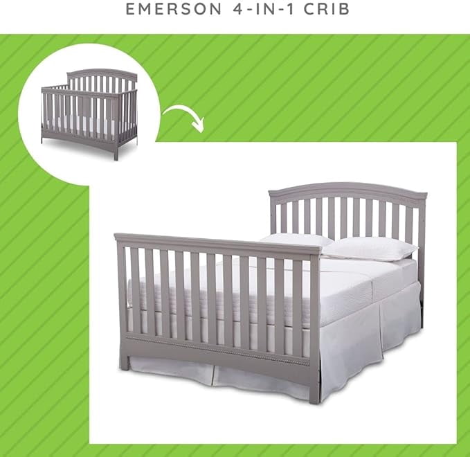 Full-Size Conversion Kit Bed Rails for Emerson Crib by Delta Children - #0050 (Grey - 026)