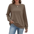 thumbnail image 2 of Goodtrade8 Sweatshirts for Women Winter Fleece Solid Color Pullover Sweatshirt Loose Casual Flannel Long Sleeve Crewneck Tops for Women Outing, 2 of 4
