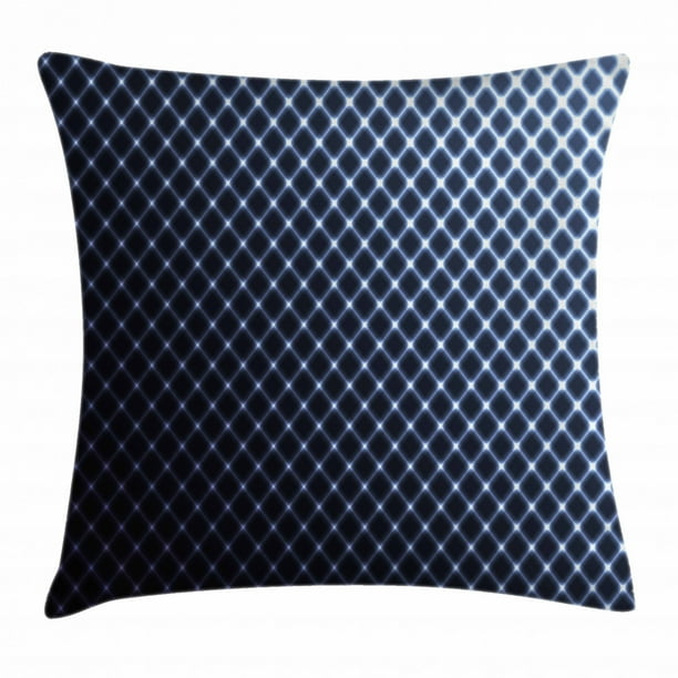 Dark Blue Throw Pillow Cushion Cover, Diagonal Checkered Pattern Halftone Technology Inspired