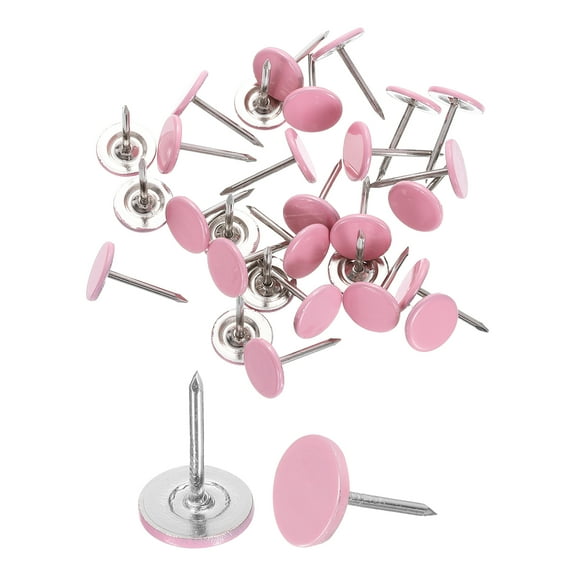 30Pack Push Pins, 11mmx17mm Round Flat Head Decorative Thumb Tacks, Pink