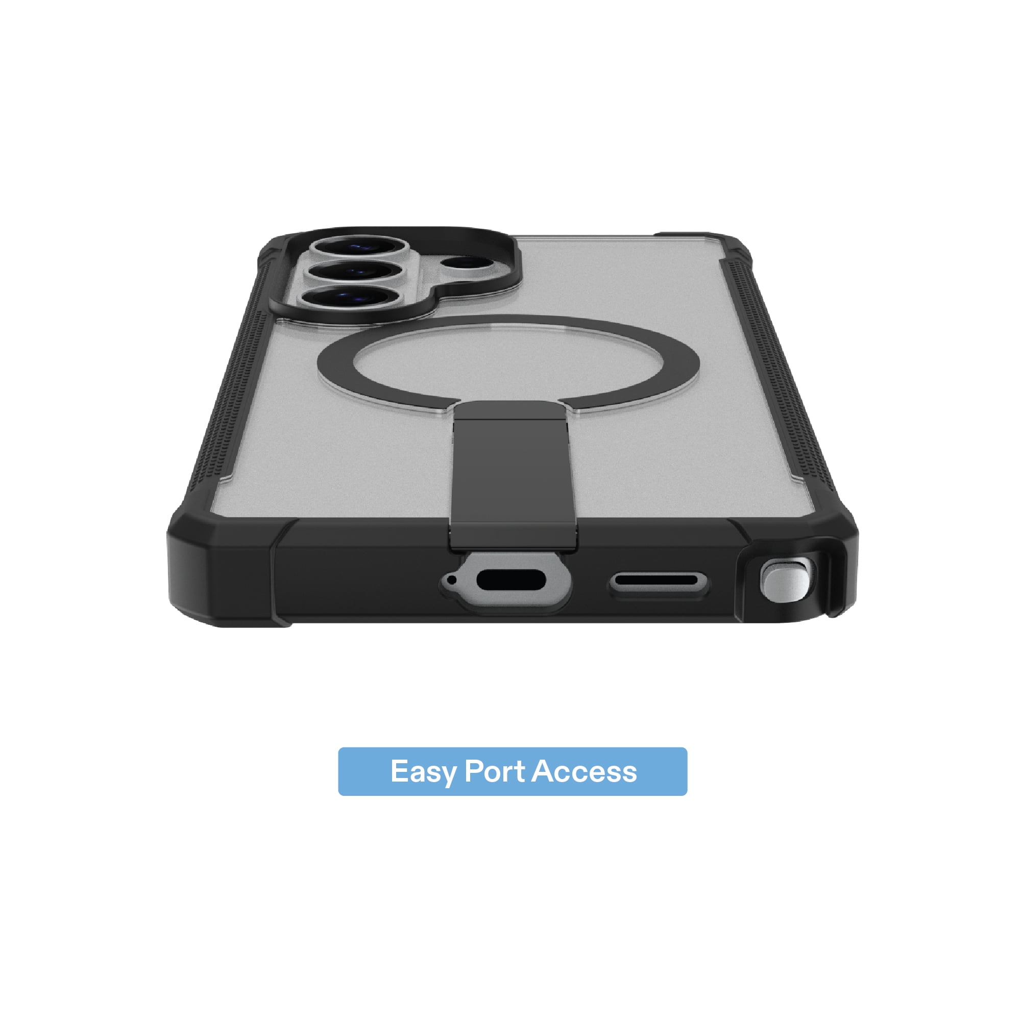 onn Magnetic Compatible Dual-Layer Phone Case with Kickstand for Samsung Galaxy S26 Ultra - Black/Clear