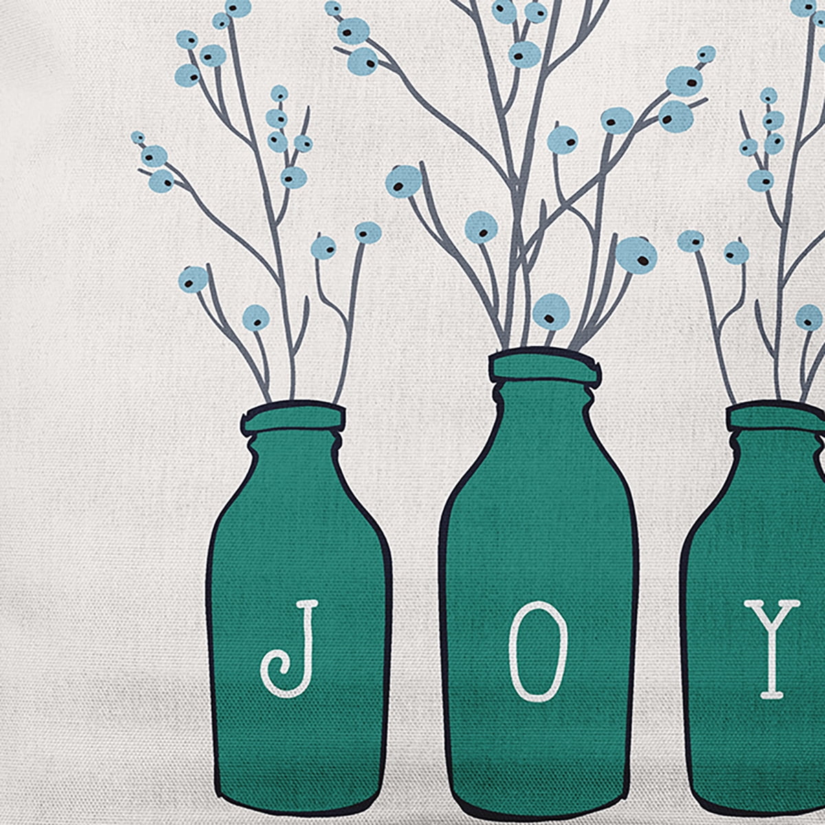 Simply Daisy Mint Colored Joy Christmas Soft Spun Polyester Indoor/Outdoor Throw Pillow, 16" x 16"