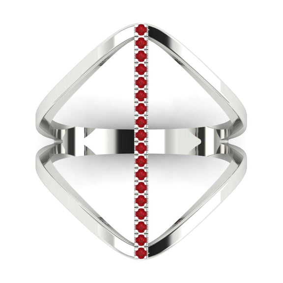 Statement Engagement Ring for Women - 0.09ct Simulated Ruby in 14K White Gold Promise Ring