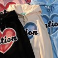 thumbnail image 4 of Women Harajuku Long Sleeve Hoodies for Jacket Sweet Letter Heart-Shaped Embroidery Zipper Sweatshirt Coat Hip Hop Oversized Loose Cardigan with, 4 of 4