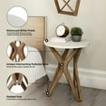thumbnail image 7 of COZAYH Pedestal Farmhouse End Table, Distressed White Top with Tripod Base for Modern Farmhouse, Boho Decor, Round, 7 of 7