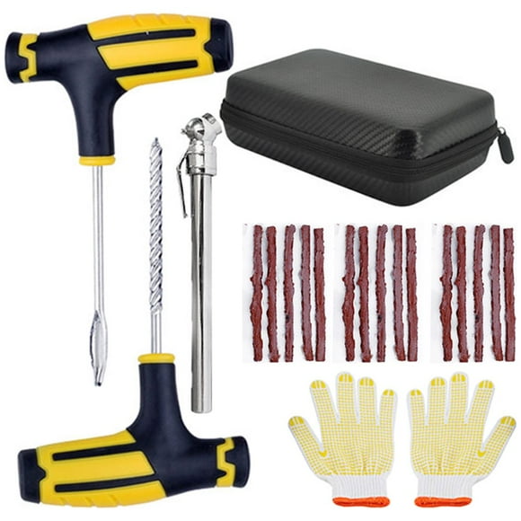 Tubeless Tyre Puncture Repair Kit Tool Auto Tire Plug Kit with 15 Rubber Strips