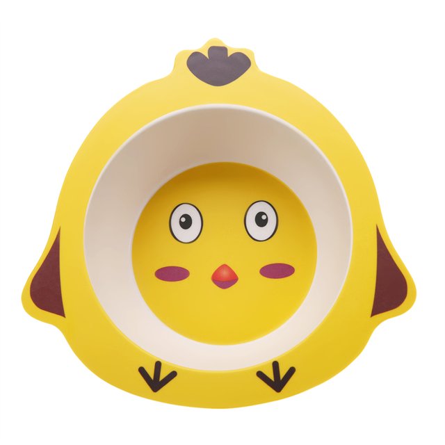 Vajilla ecológica de fibra de bambú para niños, cuenco de comida con dibujos animados (pollo)