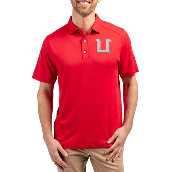 Men's-Cutter & Buck Red Utah Utes Forge Eco Stretch Recycled Polo