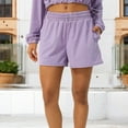 thumbnail image 3 of Women's High Waist Elastic Drawstring Casual Shorts with Relaxed Fit and Lightweight Fabric for Everyday Wear- Small, Purple, 3 of 4