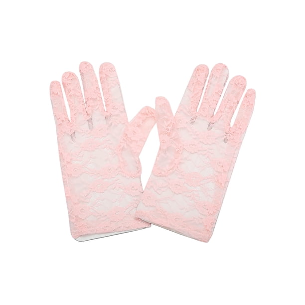 Par de Guantes Dedo Completo Allegra K Rosa Talla Única Encaje Floral
